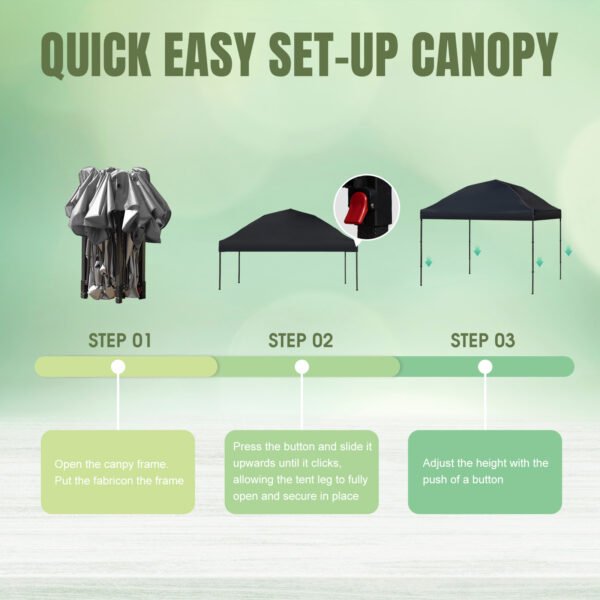 10’x10’ Pop Up Canopy Tent, Outdoor Instant Canopy Patio Gazebo Event Tent