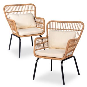 2-Piece Outdoor Bistro Set with Breathable Cushions