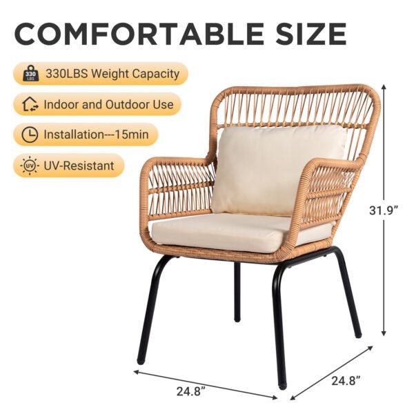 主图02 2-Piece Outdoor Bistro Set with Breathable Cushions