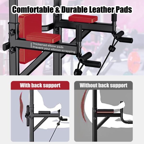 Adjustable Stabilized Pull Up Dip Station for Strength Training