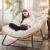 Tappio Outdoor Rocking Egg Chair, Indoor Papasan Chair Rattan Patio Wicker Lounge with Thick Cushion for Bedroom Living Room Garden Porch Backyard, Beige