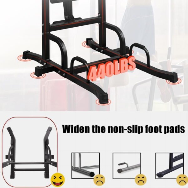 PROHIKER Power Tower Dip Station, Pull Up Bar Stand Power Rack with Detachable Weight Bench, Height Adjustable Strength Training Equipment for Fitness Home Workout, Black