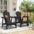 Tappio HDPE Adirondack Chair Set of 2, Patio Seat All Weather Outdoor Patio Chair with Cup Holder for Lawn Yard Fire Pit, Black