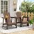 Tappio HDPE Adirondack Chair Set of 2, Patio Seat All Weather Outdoor Patio Chair with Cup Holder for Lawn Yard Fire Pit, Brown