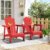 Tappio HDPE Adirondack Chair Set of 2, Patio Seat All Weather Outdoor Patio Chair with Cup Holder for Lawn Yard Fire Pit, Red