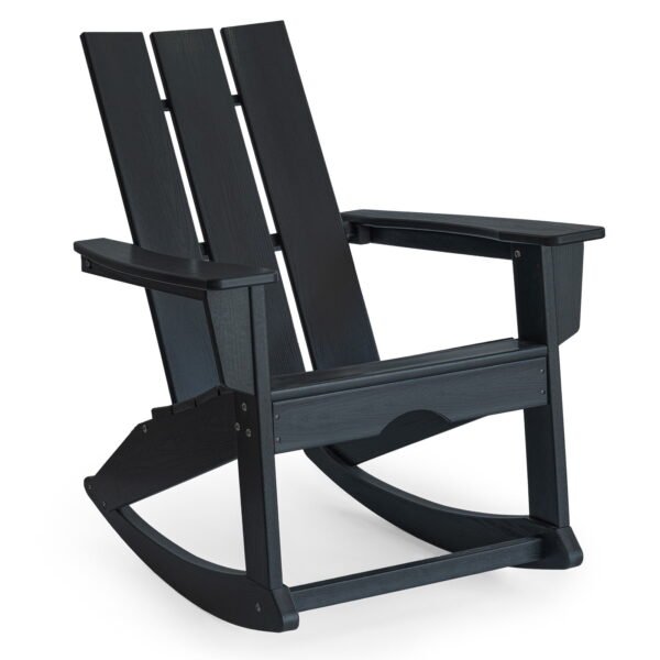 Tappio HDPE Rocking Chair All Weather Porch Rocker with High Backrest, Outdoor Indoor Rocking Armchair, Black
