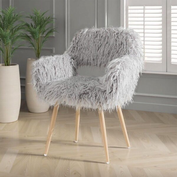 PROHIKER Vanity Stool Chair with Back, Soft Desk Chair with Anti-Slip Feet, Office Desk Vanity Chair for Home, Bedroom, Study, Gray