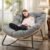 Tappio Outdoor Rocking Egg Chair, Indoor Papasan Chair Rattan Patio Wicker Lounge with Thick Cushion for Bedroom Living Room Garden Porch Backyard, Gray