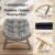 Tappio Outdoor Rocking Egg Chair, Indoor Papasan Chair Rattan Patio Wicker Lounge with Thick Cushion for Bedroom Living Room Garden Porch Backyard, Gray