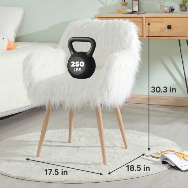 PROHIKER Vanity Stool Chair with Back, Soft Desk Chair with Anti-Slip Feet, Office Desk Vanity Chair for Home, Bedroom, Study, White