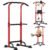 PROHIKER Power Tower Dip Station, Pull Up Bar Stand Power Rack with Backrest, Height Adjustable Strength Training Equipment for Fitness Home Workout, Red