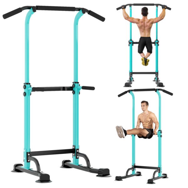 PROHIKER Power Tower Dip Station, Pull Up Bar Stand Power Rack with Backrest, Height Adjustable Strength Training Equipment for Fitness Home Workout, Blue