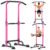 PROHIKER Power Tower Dip Station, Pull Up Bar Stand Power Rack with Backrest, Height Adjustable Strength Training Equipment for Fitness Home Workout, Pink