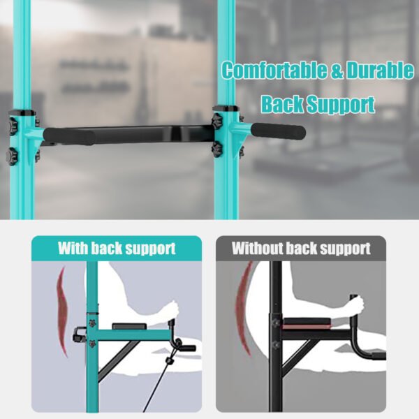 PROHIKER Power Tower Dip Station, Pull Up Bar Stand Power Rack with Backrest, Height Adjustable Strength Training Equipment for Fitness Home Workout, Blue