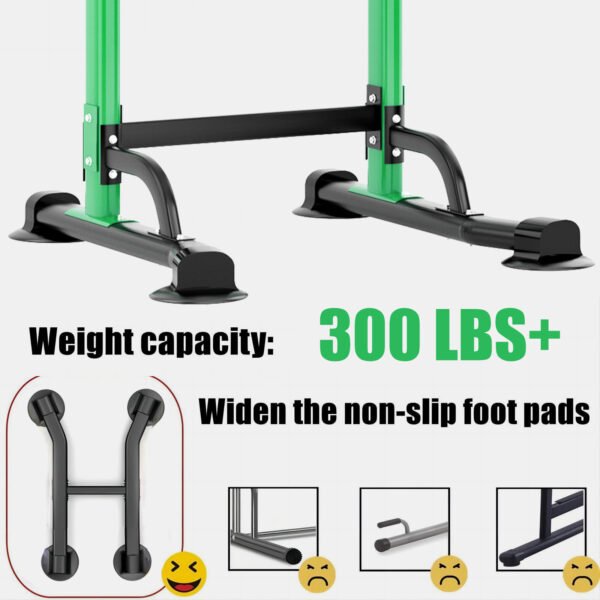 PROHIKER Power Tower Dip Station, Pull Up Bar Stand Power Rack with Backrest, Height Adjustable Strength Training Equipment for Fitness Home Workout, Green