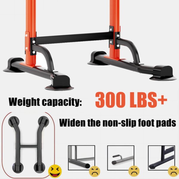 PROHIKER Power Tower Dip Station, Pull Up Bar Stand Power Rack with Backrest, Height Adjustable Strength Training Equipment for Fitness Home Workout, Orange