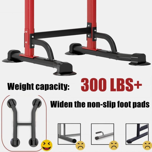 PROHIKER Power Tower Dip Station, Pull Up Bar Stand Power Rack with Backrest, Height Adjustable Strength Training Equipment for Fitness Home Workout, Red