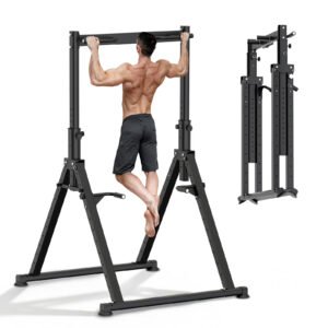 PROHIKER Folding Pull Up Station Pull Up Bar for Home Gym Equipment Dip Bar Station Power Tower Strength Training Fitness Equipment, Triangular, 700 LBS Weight Capacity