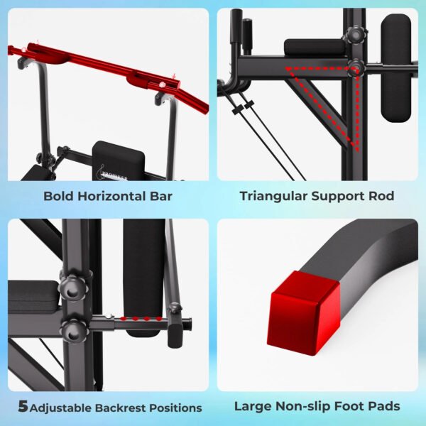 PROHIKER Power Tower Pull Up Dip Station, Heavy Duty Pull Up Station Dip Bar Station Multi-Function Home Gym Strength Training Fitness Equipment 500LBS
