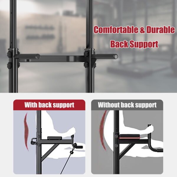 PROHIKER Power Tower Dip Station, Pull Up Bar Stand Power Rack with Backrest, Height Adjustable Strength Training Equipment for Fitness Home Workout, Black