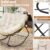 Tappio Outdoor Rocking Chair, Oversized Patio Egg Rocking Chair Indoor Papasan Rattan Wicker Lounge, Modern Royal Rocker for Bedroom, Living Room, Porch, Garden, Lawn, Beige