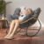 Tappio Outdoor Rocking Chair, Oversized Patio Egg Rocking Chair Indoor Papasan Rattan Wicker Lounge, Modern Royal Rocker for Bedroom, Living Room, Porch, Garden, Lawn, Gray ﻿